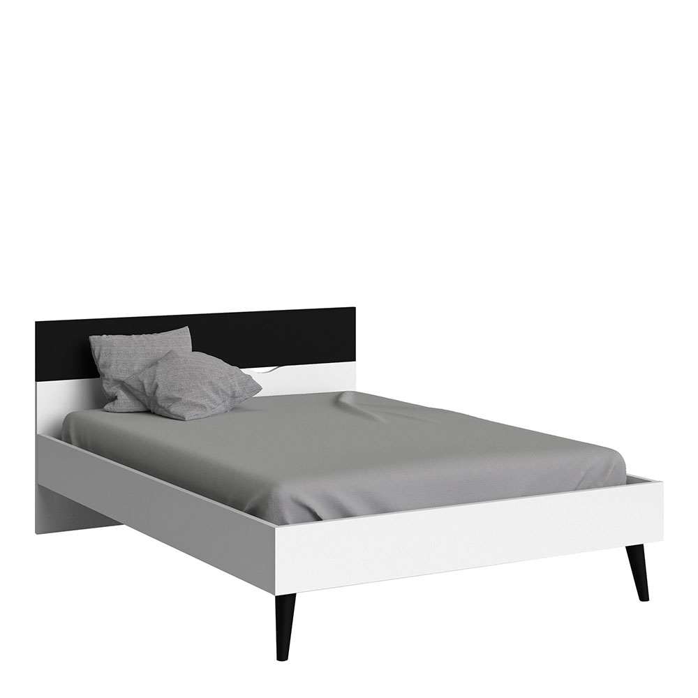 Oslo Euro Double Bed (140 x 200) in White and Black Matt